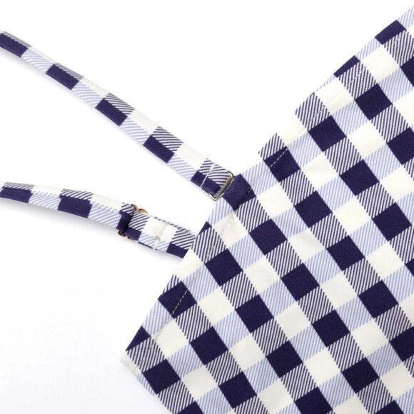 NEW Self-Portrait Navy Gingham Bikini Top & Bottom Removable Strap | US 2 UK 6 - Picture 5 of 12